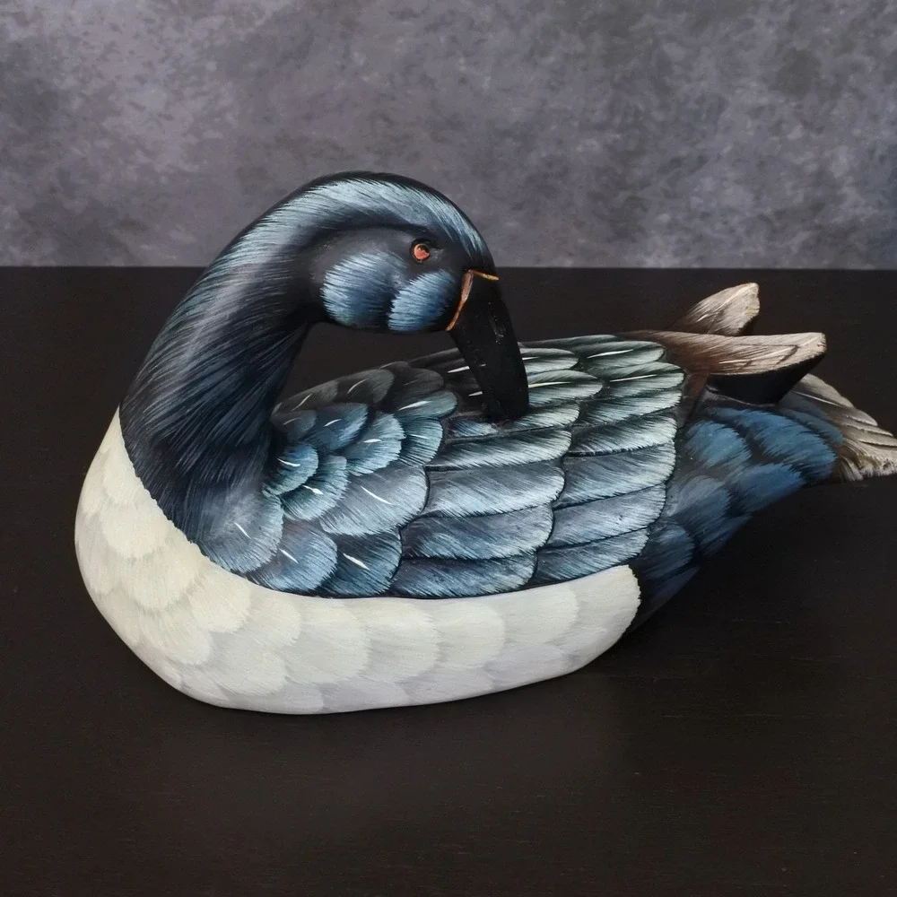 Vintage Folk Art Wooden Canada Goose Duck Decoy Hunting Farmhouse Decor